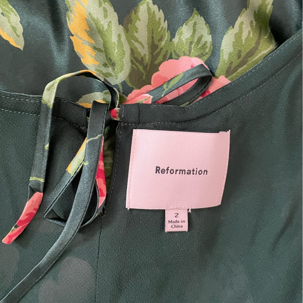 NEW Reformation Anaiis Silk Backless Long Dress Belvedere Green Floral US 2 UK 6 - Picture 5 of 15